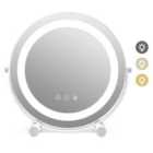 Costway 30 Cm LED Light Up Round Mirror With 3 Colours And Adjustable Brightness-white