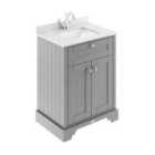 Old London Floor Standing 2 Door Vanity Basin Unit With Square Basin & 1 Tap Hole Marble Top, 600Mm - Storm Grey