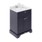 Old London Twilight Blue Floor Standing 2 Door Vanity Basin Unit With Square Basin & 1 Tap Hole Marble Top, 600Mm - Twilight Blue