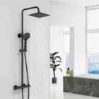 AICA Bathroom Thermostatic Shower System With 8'' Rainfall Showerhead & Handheld Shower 38? Exposed Bar Mixer Shower Kit Matte Black