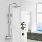 AICA Bathroom 38? Thermostatic Shower System With 8'' Rainfall Showerhead & Handheld Shower Exposed Bar Mixer Shower Kit Chrome