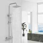 AICA Bathroom Thermostatic Shower System With 8'' Rainfall Showerhead & Handheld Shower 38? Exposed Bar Mixer Shower Kit Chrome