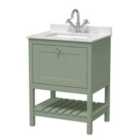 Hudson Reed Bexley Floor Standing 1 Drawer Vanity & Single Bowl 1 Tap Hole Marble Top, 600Mm - Fern Green/White