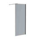 Heizmann 760X1950Mm Grey Glass Wetroom Shower Screen Black