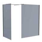 Heizmann 760x1950mm & 1000x1950mm Grey Glass Wetroom Shower Screen Black