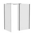 Heizmann 800x1950mm & 800x1950mm Wetroom Shower Screen & 215x1950mm Return Panel Black