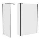 Heizmann 1100x1950mm & 1400x1950mm Wetroom Shower Screen & 215x1950mm Return Panel Black