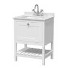 Hudson Reed Bexley Floor Standing 1 Drawer Vanity & Single Bowl 1 Tap Hole Marble Top, 600Mm - Pure White/White