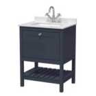 Hudson Reed Bexley Floor Standing 1 Drawer Vanity & Single Bowl 1 Tap Hole Marble Top, 600Mm - Indigo Blue/White