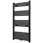 vidaXL Black Bathroom Central Heating Towel Rail Radiator Straight 600x1160mm