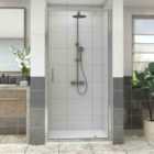 Heizmann Chrome Pivot Shower Enclosure Door 900mm with 1000x900mm SMC Shower Tray White