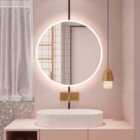 AICA 800x800mm Round LED Bathroom Mirror With Anti-Fog Demister Pad Modern Backlit Illuminated Mirror IP44 Waterproof, Touch Sensor, Wall Mounted