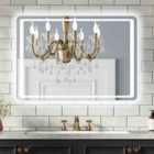 AICA Bathrooms 900x650mm Dimmable LED Rectangular Mirror With Heating Pad Anti-Fog, Hand Sweep Control Switch?Illuminated Backlit Wall Mounted Vanity Mirror, Memory Function, IP44 Rated Waterproof