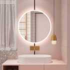 AICA 600x600mm Round LED Bathroom Mirror With Anti-Fog Demister Pad Modern Backlit Illuminated Mirror IP44 Waterproof, Touch Sensor, Wall Mounted
