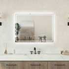 AICA 700x500mm LED Bathroom Mirror With Bluetooth And Anti-Fog Demister Pad Modern Backlit 3 Colors Temperature, Illuminated Mirror IP44 Waterproof, Touch Sensor, Wall Mounted Rectangular Design