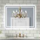 AICA Bathrooms 800x600mm Bathroom Illuminated LED Mirror With Demister Pad [IP44 Rated] Rectangular Backlit Wall Mounted,Touch Sensor Switch