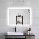 AICA 700x500mm LED Bathroom Mirror With Bluetooth And Anti-Fog Demister Pad Modern Backlit 3 Colors Temperature, Illuminated Mirror IP44 Waterproof, Touch Sensor, Wall Mounted Rectangular Design