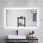 AICA 1200x700mm LED Bathroom Mirror With Bluetooth And Anti-Fog Demister Pad Modern Backlit 3 Colors Temperature, Illuminated Mirror IP44 Waterproof, Touch Sensor, Wall Mounted Rectangular Design