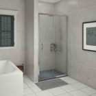 Heizmann Chrome Sliding Shower Door 1000mm with 1000x1000mm SMC Shower Tray Anthracite