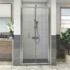 Heizmann Chrome Bi-Fold Shower Door 1000mm with 1000x1000mm SMC Shower Tray Anthracite