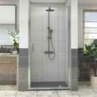 Heizmann Chrome Pivot Shower Door 1000mm with 1000x1000mm SMC Shower Tray Anthracite