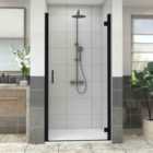 Heizmann Black Hinged Shower Door 900mm with 1000x900mm SMC Shower Tray White