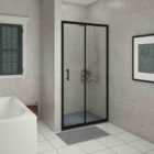 Heizmann Black Sliding Shower Door 1000mm with 1000x1000mm SMC Shower Tray Anthracite