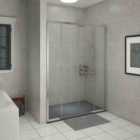 Heizmann Chrome Sliding Shower Door 1400mm with 1400x1000mm SMC Shower Tray Anthracite