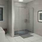 Heizmann Chrome Sliding Shower Door 1600mm with 1600x800mm SMC Shower Tray Anthracite