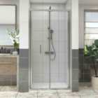 Heizmann Chrome Bi-Fold Shower Enclosure Door 1000mm with 1000x900mm SMC Shower Tray White