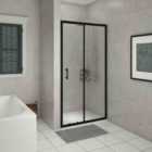 Heizmann Black Sliding Shower Door 1000mm with 1000x900mm SMC Shower Tray White