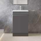 AICA 500mm Matte Anthracite Bathroom Vanity Unit With Basin Double Door Floor Standing Design Flat Packed