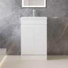AICA 500mm Matte White Bathroom Vanity Unit With Basin Double Door Floor Standing Design Flat Packed