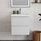 AICA 500mm Wall Mounted Bathroom Vanity Unit With Ceramic Basin,2 Soft Close Drawers for Storage,White,Flat packed