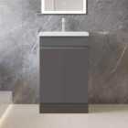 AICA 500mm Matte Anthracite Bathroom Vanity Unit With Basin Double Door Floor Standing Design Flat Packed