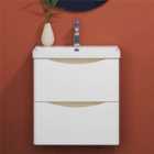 AICA 500mm Wall-Hung White Bathroom Vanity Unit With Integrated Sink,2 Soft-Close Drawers for Storage