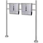 vidaXL Double Mailbox on Stand Stainless Steel