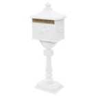 vidaXL Pedestal Letterbox Aluminium Vintage Style Rustproof White
