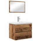 vidaXL Bathroom Furniture Set 3 pcs Old Wood Engineered Wood