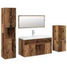 vidaXL 5 Piece Bathroom Furniture Set Old Wood Engineered Wood