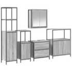 vidaXL Bathroom Furniture Set with Shelf 5 pcs Grey 76.5 x 35 x 95 cm
