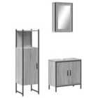 vidaXL 3 Piece Bathroom Furniture Set Grey Sonoma Engineered Wood