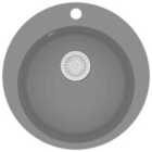 vidaXL Granite Kitchen Sink Single Basin Round Grey