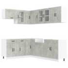 vidaXL 11 Piece Kitchen Cabinet Set Kalmar Concrete Grey Engineered Wood