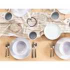 Beliani Set Of 16 Dinnerware Sesame Stoneware Light Grey