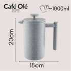 Café Olé Cfd Double Wall Granite Effect Cafetière 8 Cups/800Ml, 18/10 Stainless Steel, Grey