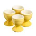 Cooks Professional Set Of 4 Colourful Stoneware Egg Cups - Dishwasher & Microwave Safe - Yellow