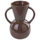 Beliani Flower Vase ORESTIADA Ceramic 19 cm Brown