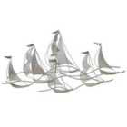 Beliani Wall Decor Ship AMERICIUM Metal 67 cm Silver