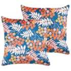 Beliani Set of 2 Decorative Cushions SUMAC Velvet 45 x 45 cm Multicolour Plant Pattern